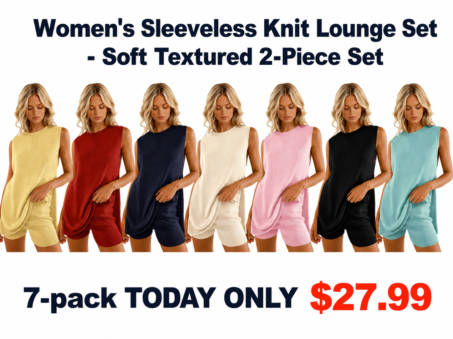 Mixed 7-Pack sleeveless knit lounge set bundle