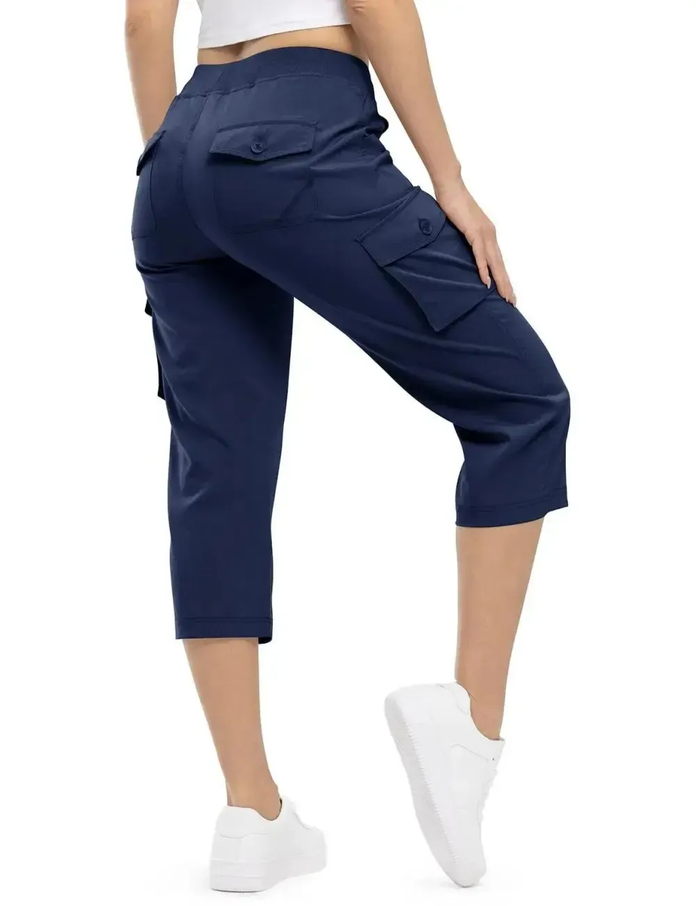 🔥Last day promotion🔥Womens Cargo Capris Lightweight Hiking Pants Shorts Cropped Cotton