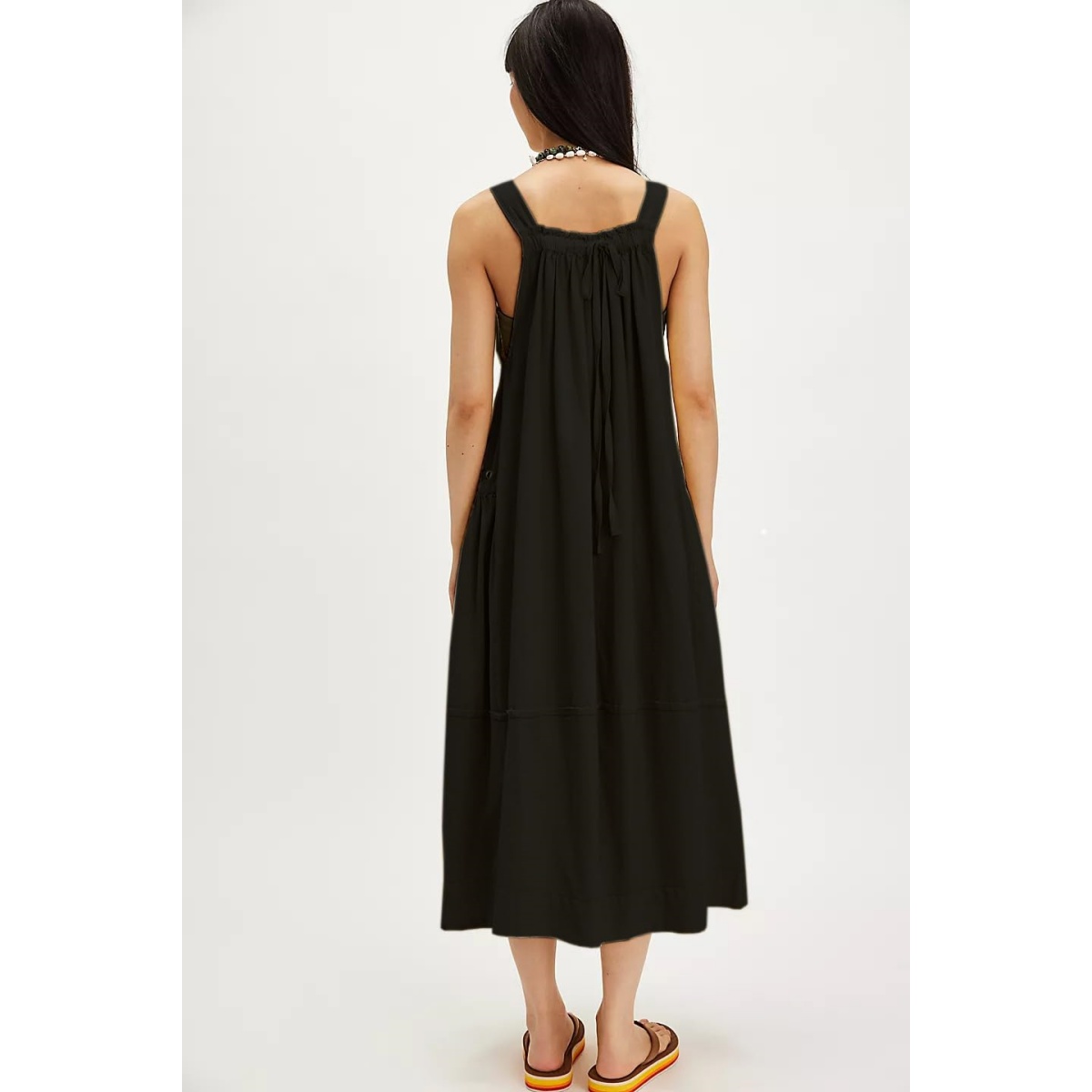Sleeveless Strappy Maxi Dress with Big Pockets & Adjustable Straps
