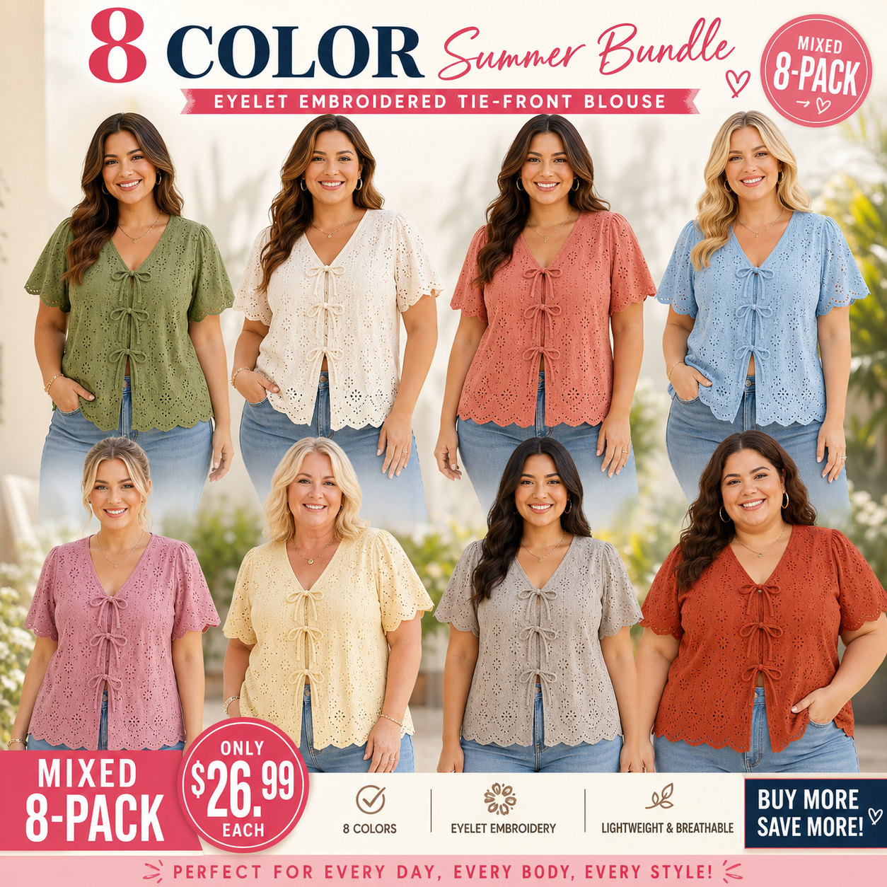 8-model group photo showing fit across body types