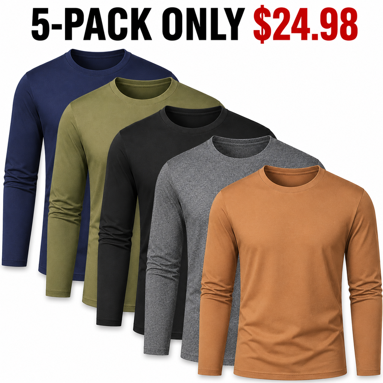 Men's Long Sleeve Casual Round Neck Tee - Regular Fit