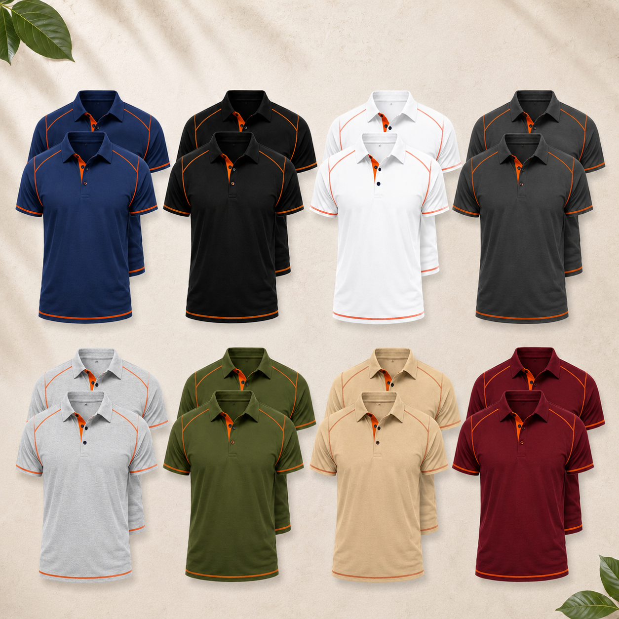 Men's Contrast Trim Short Sleeve Polo Shirt Pack