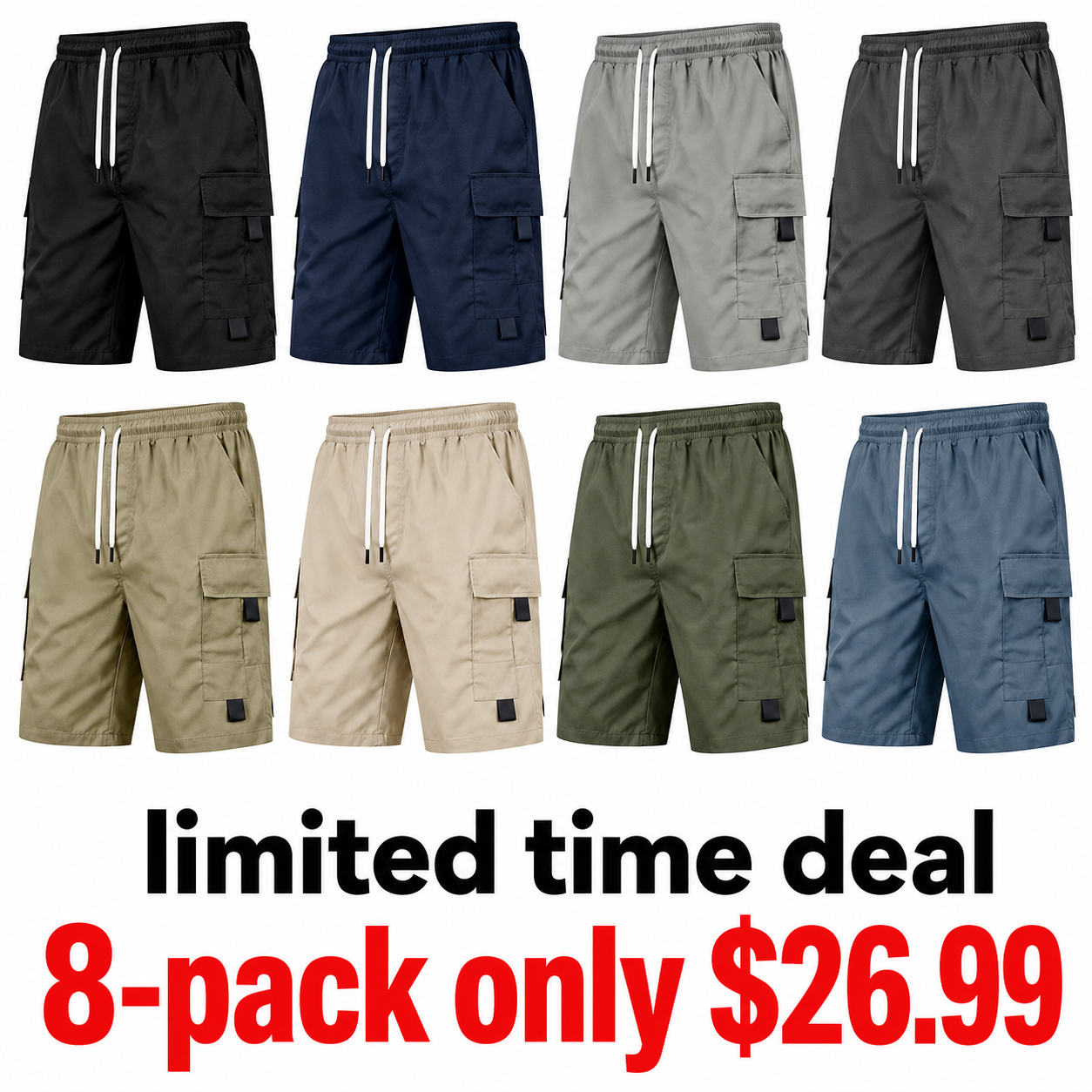 🎉Men's Casual Capri Shorts with Drawstring Waist, Large Pockets, Comfortable Fabric, Ideal for Home and Outdoors, Summer Essential🔥