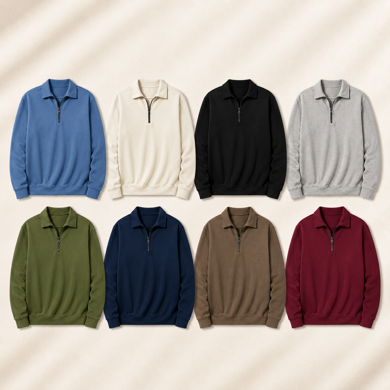 Mens Quarter Zip Pullover Sweatshirt Sets