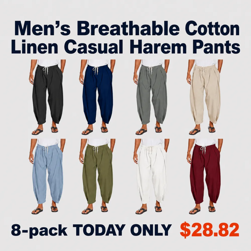 Men's Breathable Cotton Linen Casual Harem Pants
