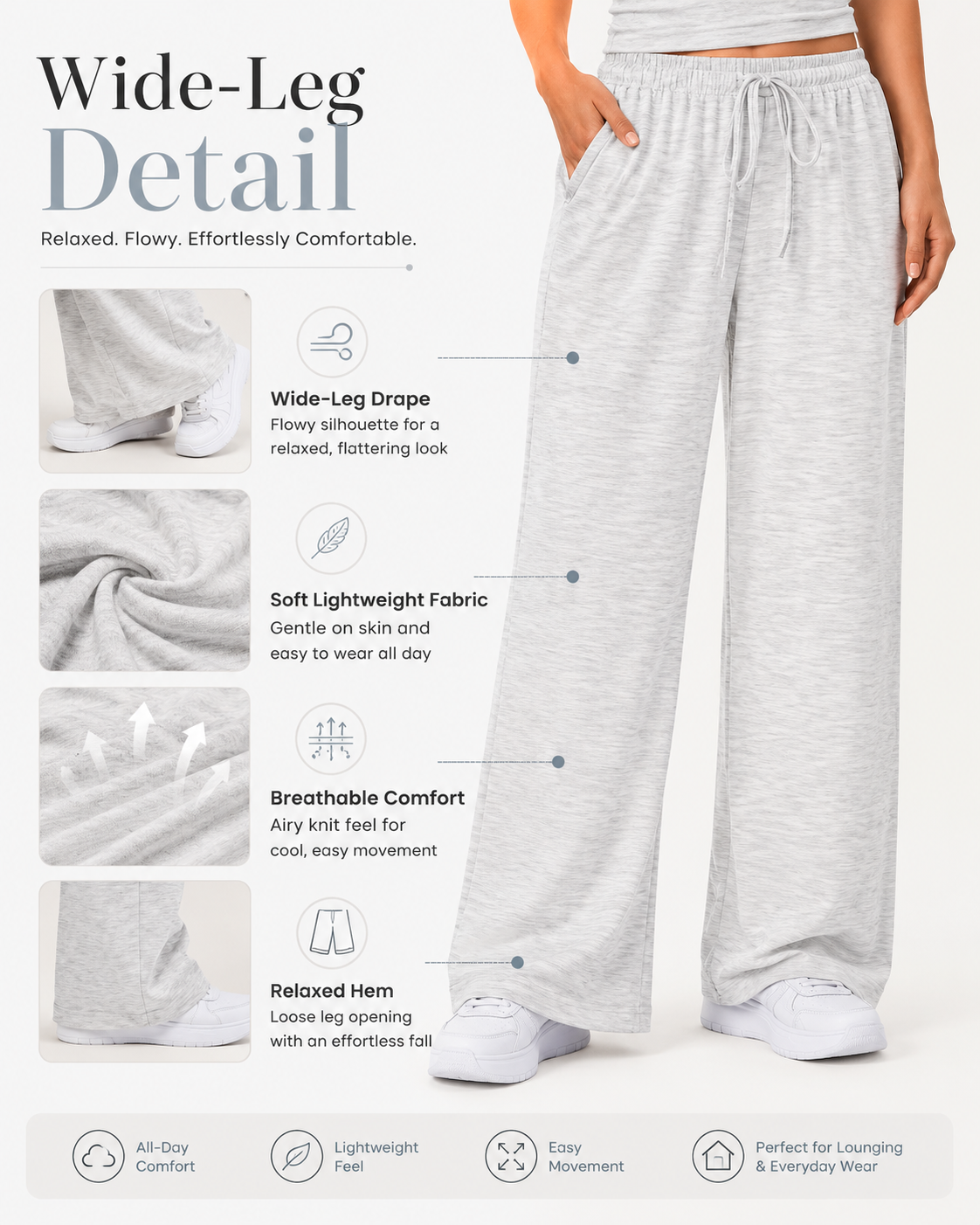 Wide-leg drape detail