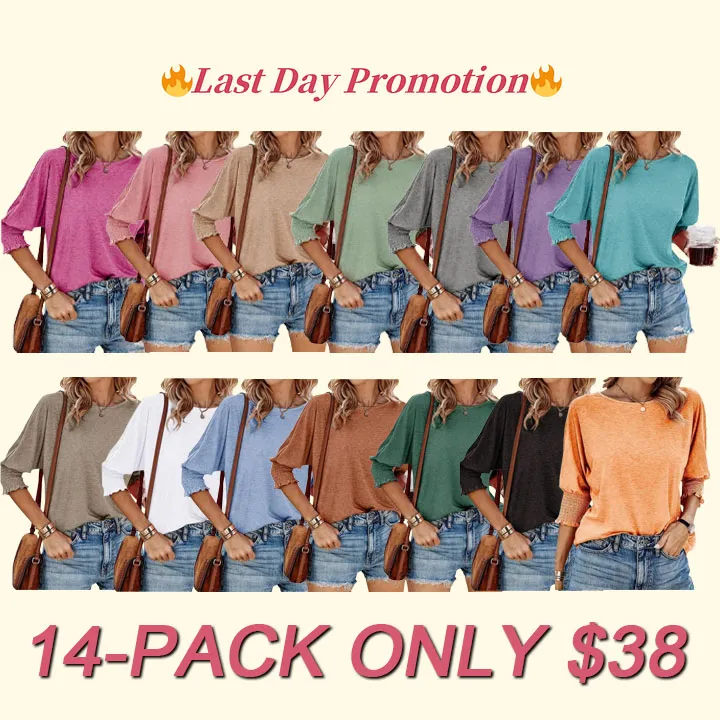 Women's 2026 Fashion Tops 3/4 Sleeve T-Shirts Cute Crewneck Basic Business Tees
