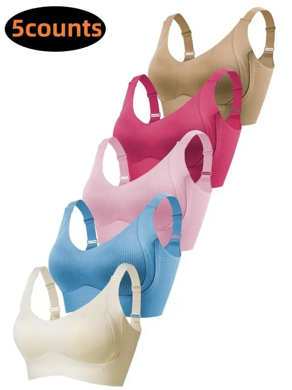 Women's Solid Color Wireless Bra,Comfortable Breathable Push Up Bra