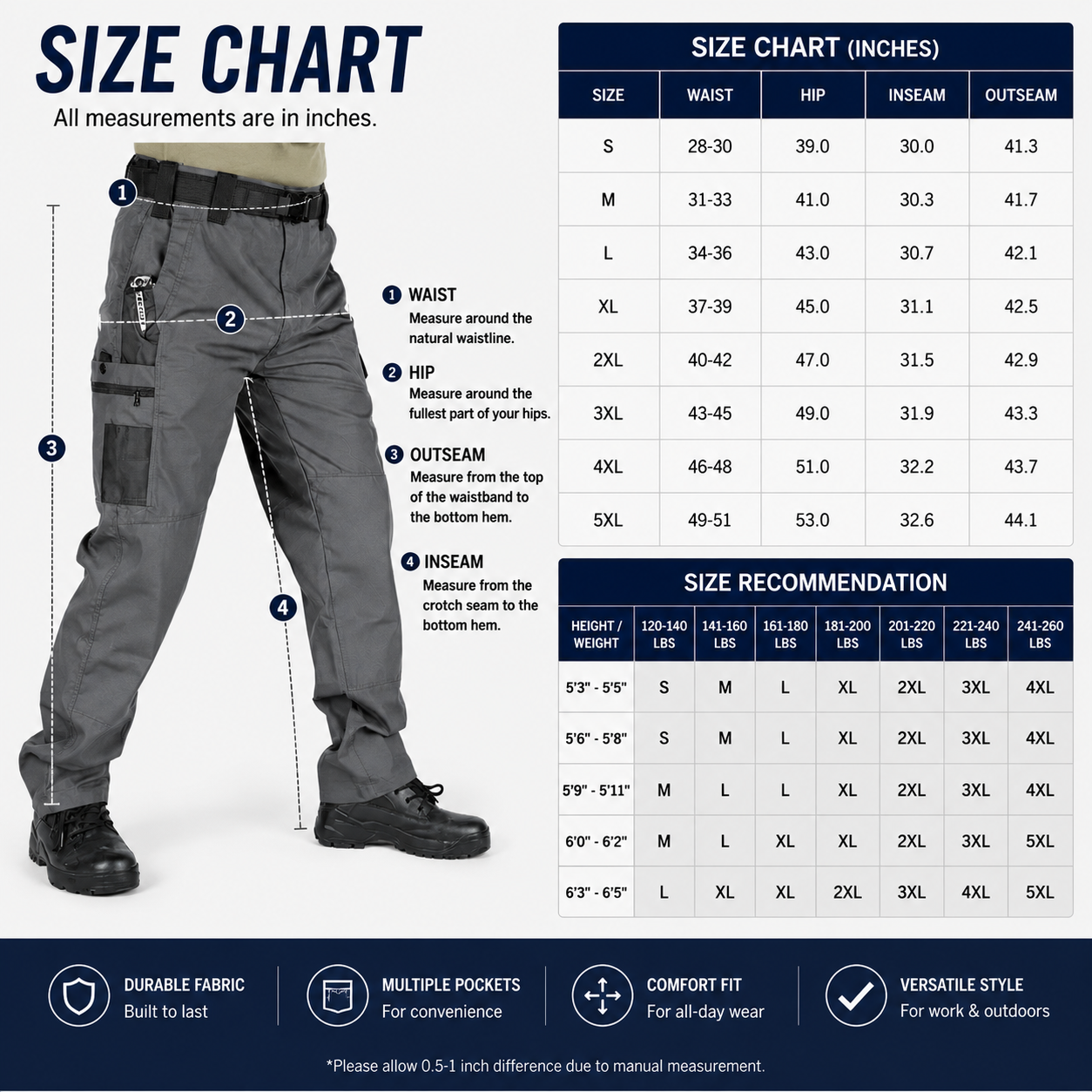 Multi-Pocket Men's Tactical Cargo Pants Bundle