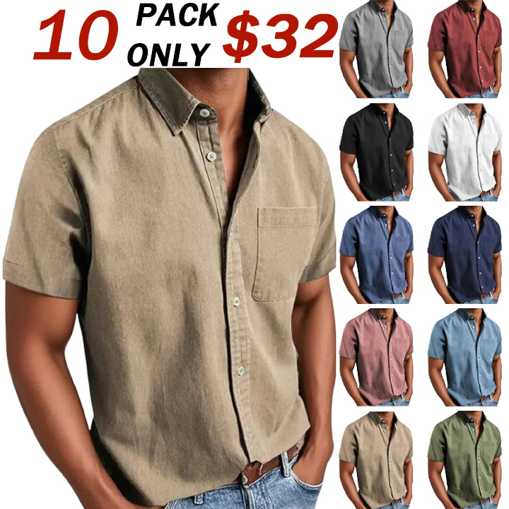 🔥Men's Classic Button-Down Short Sleeve Shirt