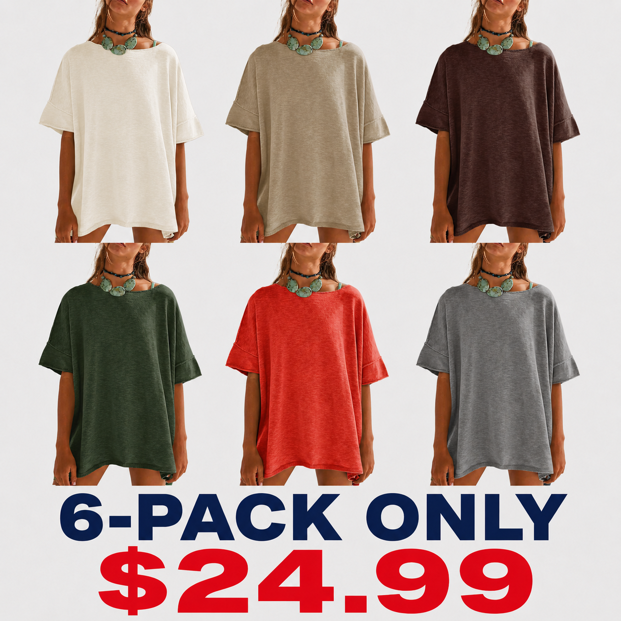 Women's Oversized T Shirts Casual Summer Crew Neck Loose Dropped Short Sleeve Side Slit Hem Blouse Tunic Tops Sweater Tee