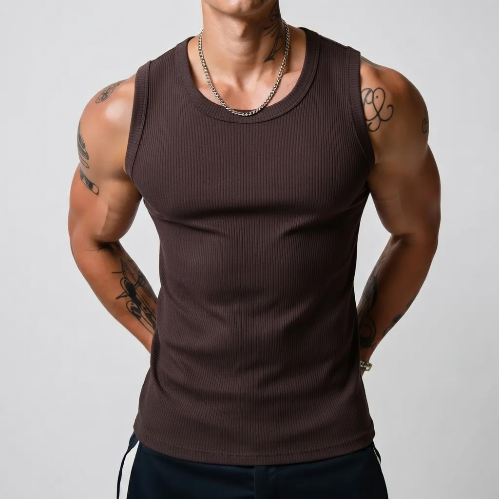 Men’s Wide Strap Ribbed Tank Top