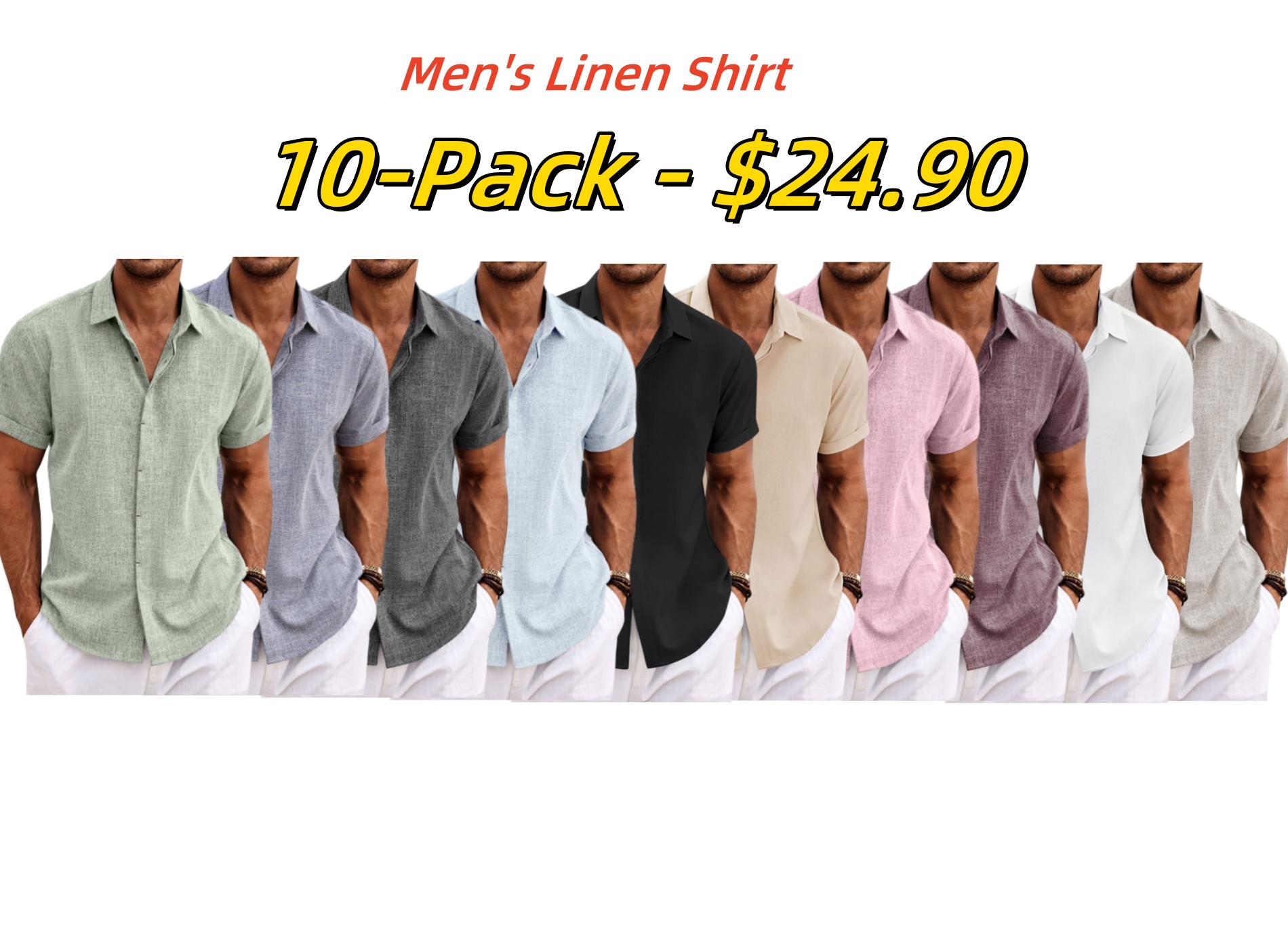 🔥Last Day 89% OFF🔥Men's Linen Shirt Short Sleeve Casual Shirt