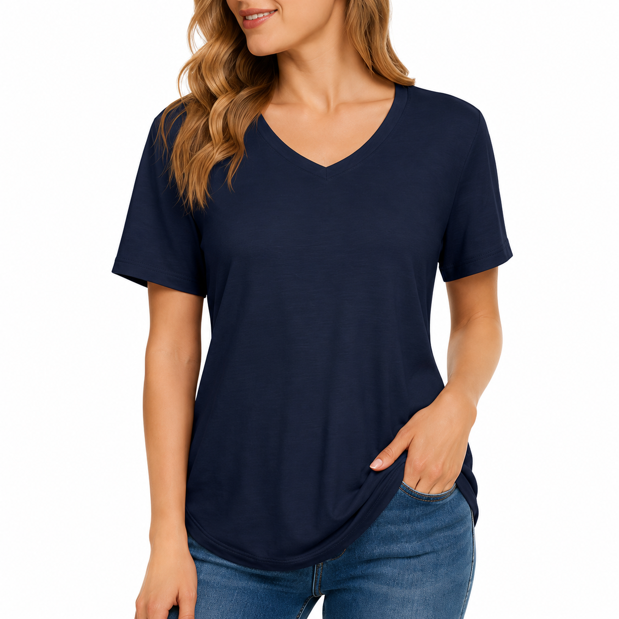 4 Pack V Neck T Shirts for Women Basic Tees Casual Short Sleeve Shirts Loose Fit Plus Size Tops Plain Summer Clothes