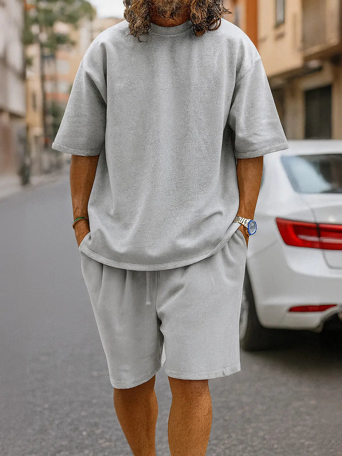 Men's Casual Two-Piece Short Sleeve Shirt and Shorts Set