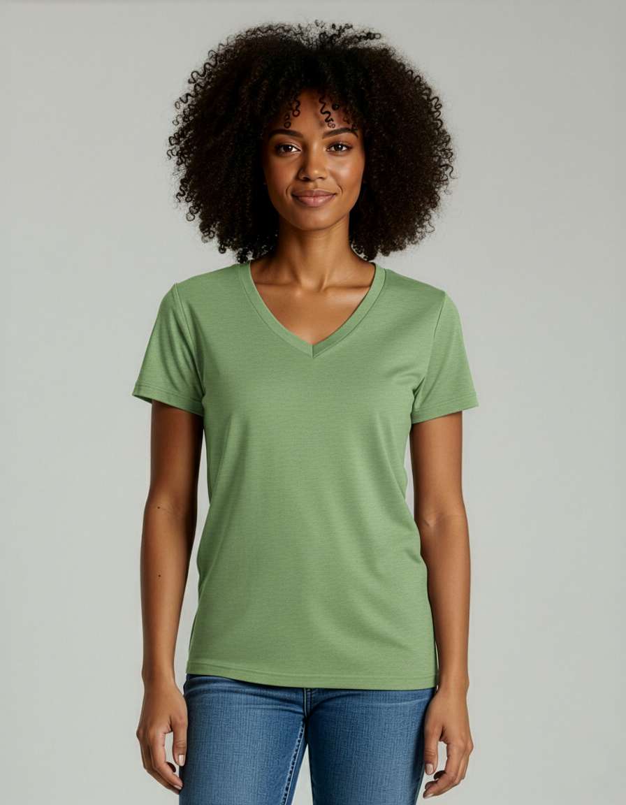4 Pack: Women's Short-Sleeve V-Neck T-Shirt (Available in Plus Size)