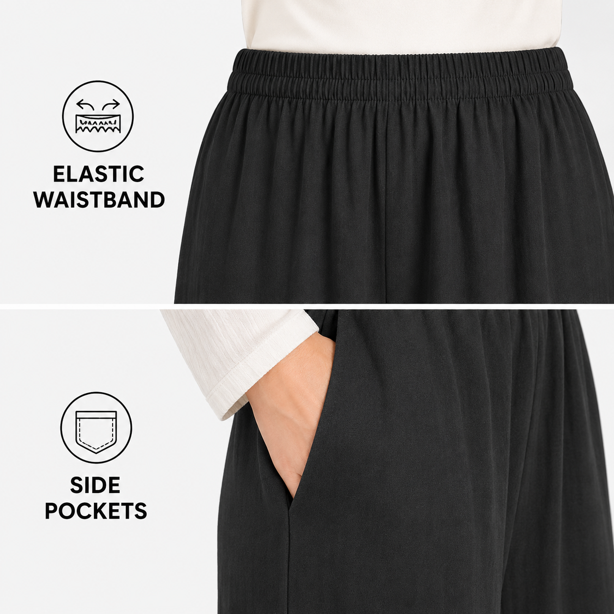 White wide leg pants model image