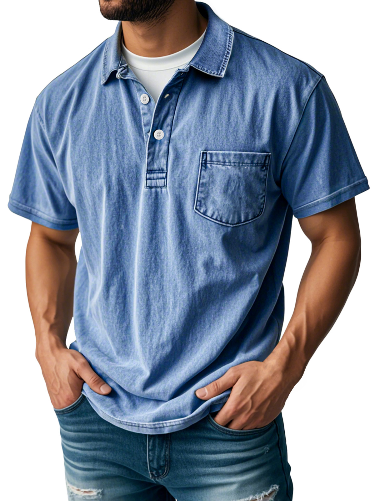 🔥Last Day 89% OFF🔥Men's Retro Lapel Button Pocket Casual Short Sleeve POLO Shirt
