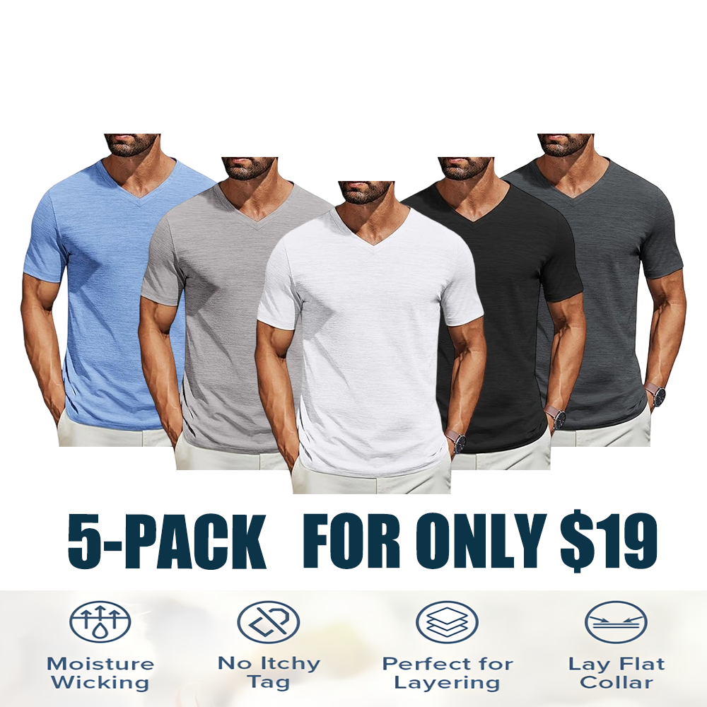 Men's Performance V-Neck Tee – Stretchy, Moisture-Wicking & Quick-Dry Comfort