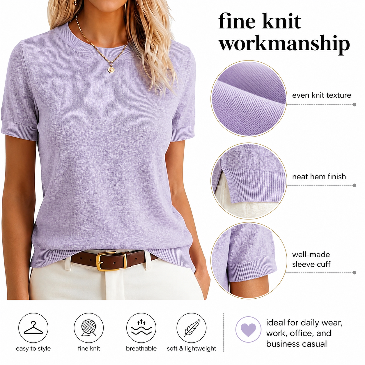 Arach&Cloz Women's Loose Fit Wool Blend Summer Sweater