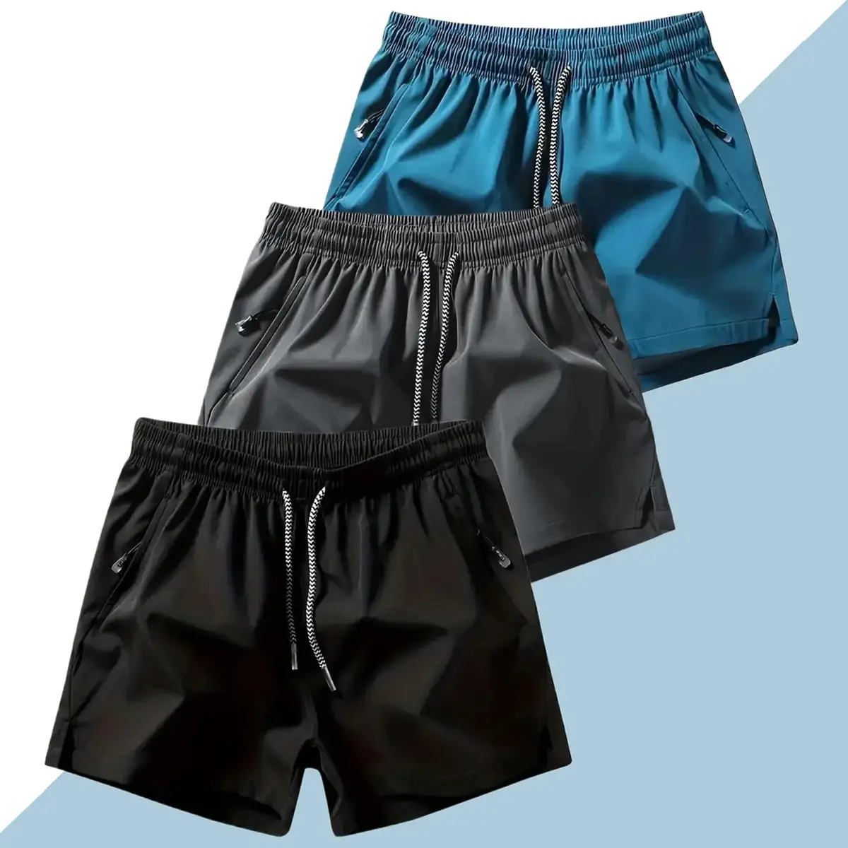 Men's Plain Solid Color Drawstring Pocket Shorts