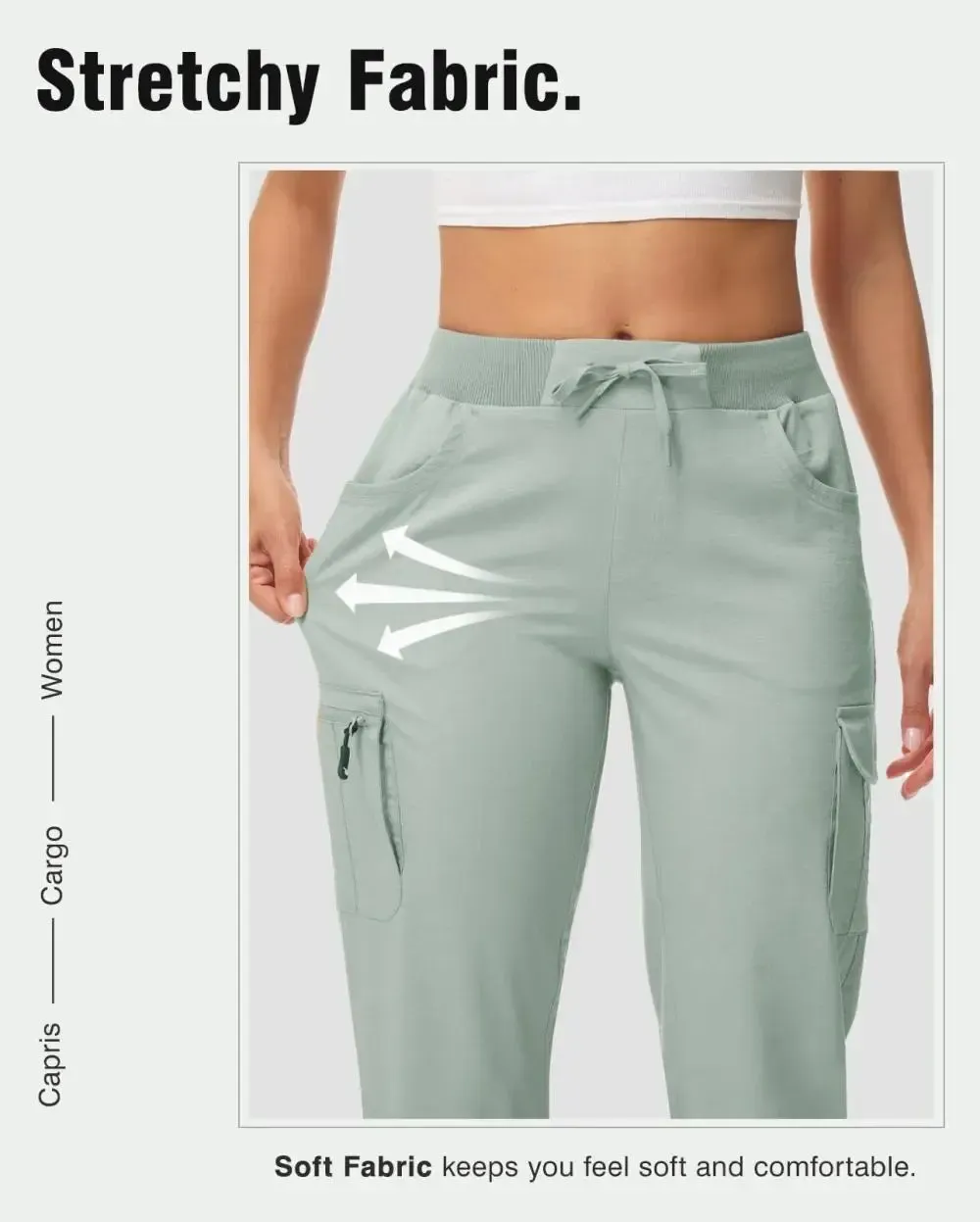 🔥Last day promotion🔥Womens Cargo Capris Lightweight Hiking Pants Shorts Cropped Cotton