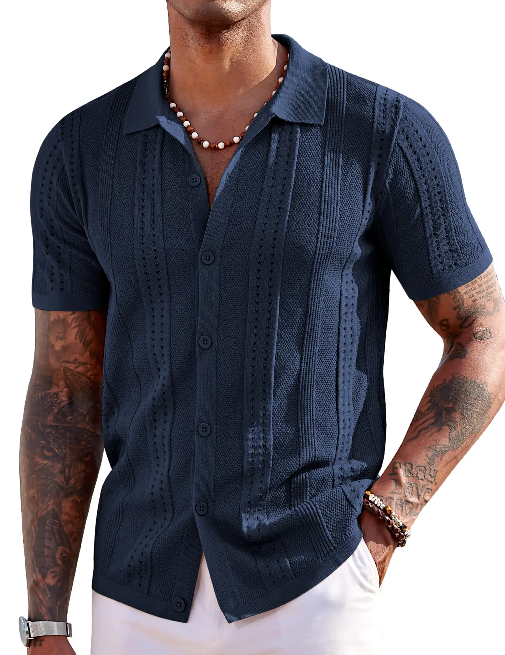 Men's Knit Short Sleeve Polo Shirt - Casual Summer Style