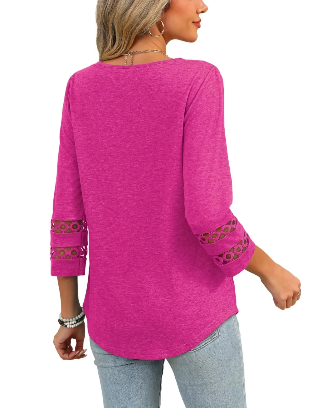 2026 Women's Trendy V-Neck T-Shirt with 3/4 Sleeves - Stylish & Comfortable Top