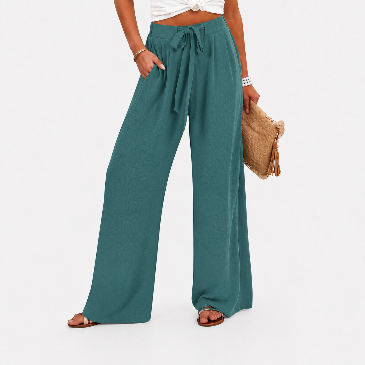 Soft Olive wide-leg pants