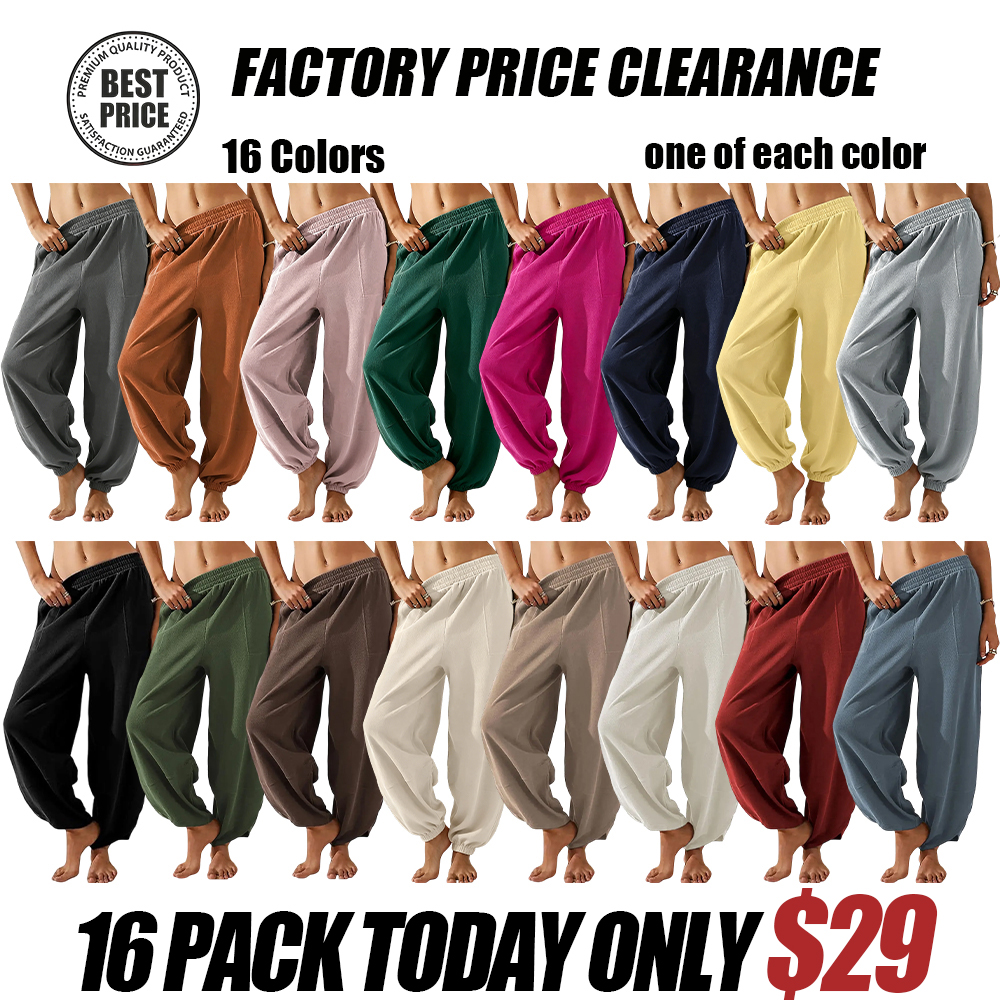 🛒 90% OFF NOW!Womens Baggy Wide Leg Pants Casual Elastic Waisted Palazzo Harem Pants With Pockets（Note: Colors are customizable.)