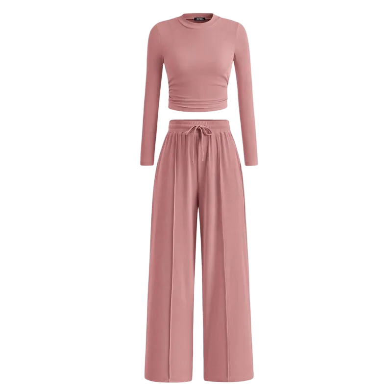 Women's  2-Piece Set – Top & Wide-Leg Pants