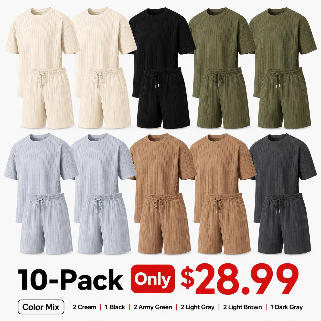 Men's Summer Casual Set - Breathable Tee & Drawstring Shorts