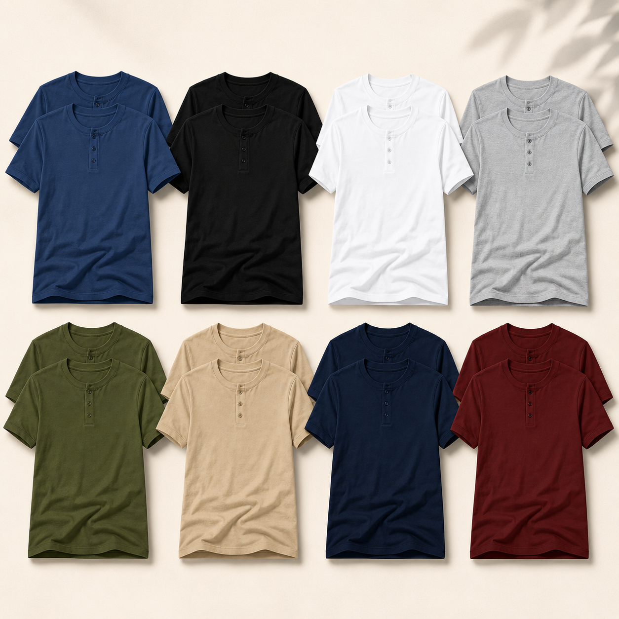 Men's Short Sleeve Henley T-Shirt Pack