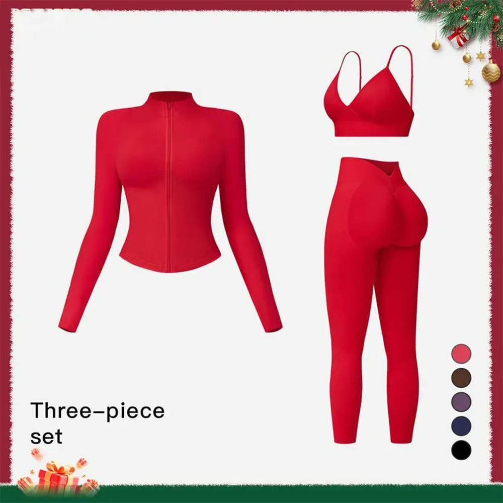 ⏰Limited-Time Sale💥Women's Solid Criss Cross Crop Tank Top & High Waist Leggings & Zip Up Crop Jacket Tracksuit Set