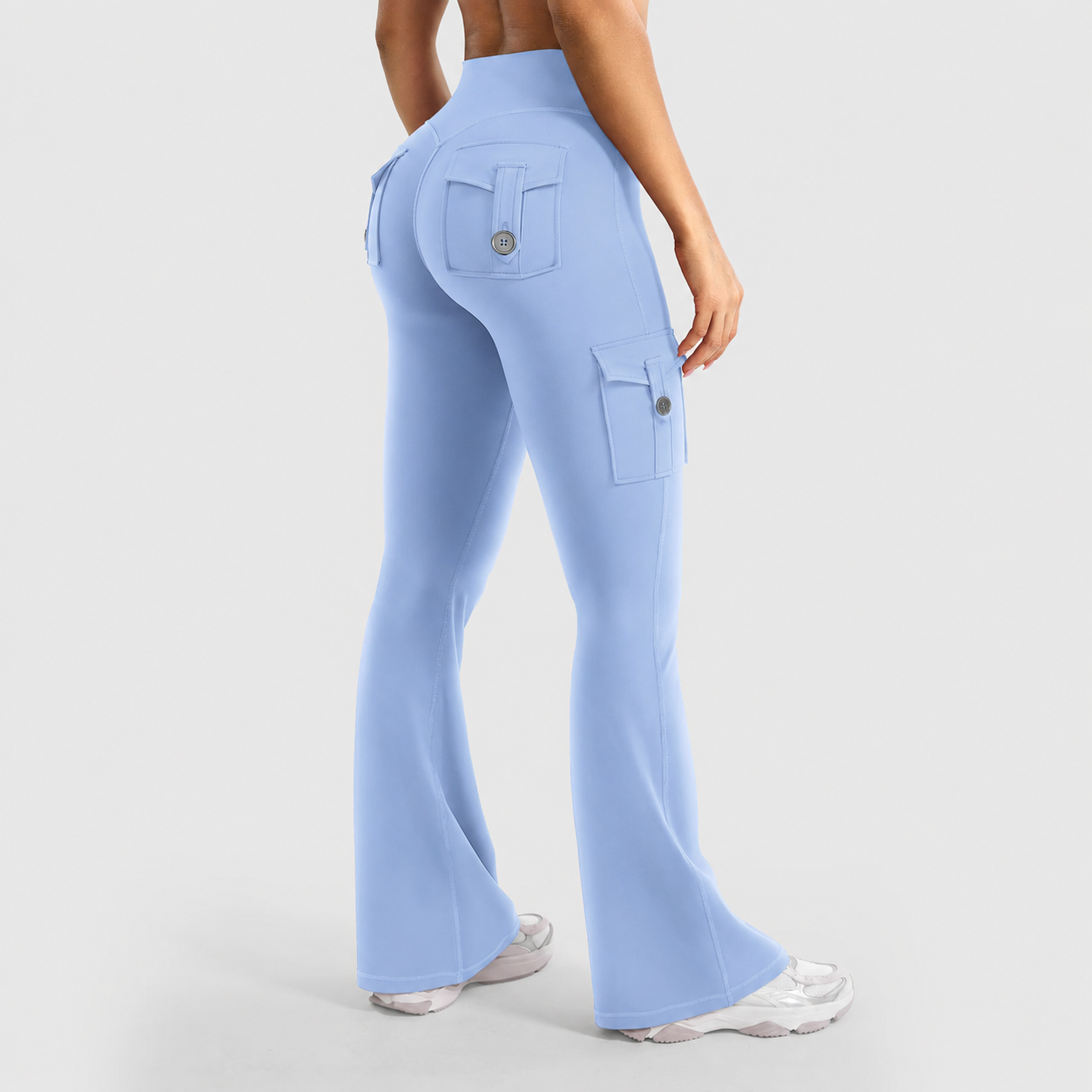 💥 8 Pack Only $24 | Women's Cargo Flare Leggings with Pockets 👖 High Waisted Hidden Scrunch Yoga Workout Pants ✨ No Front Seam Fitness Leggings