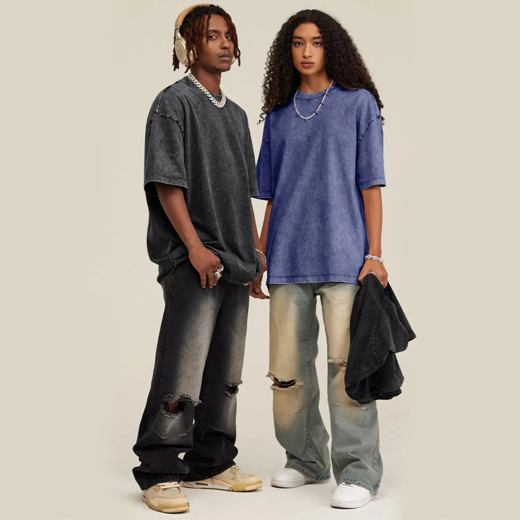 ARSSM 3 Pack Acid Wash Unisex Oversized Cotton T-Shirt Crew Neck Half Short Sleeve Summer Top Casual Loose Fit Solid Streetwear Comfortable Tees Basic Womenswear Shortsleeve Tshirt