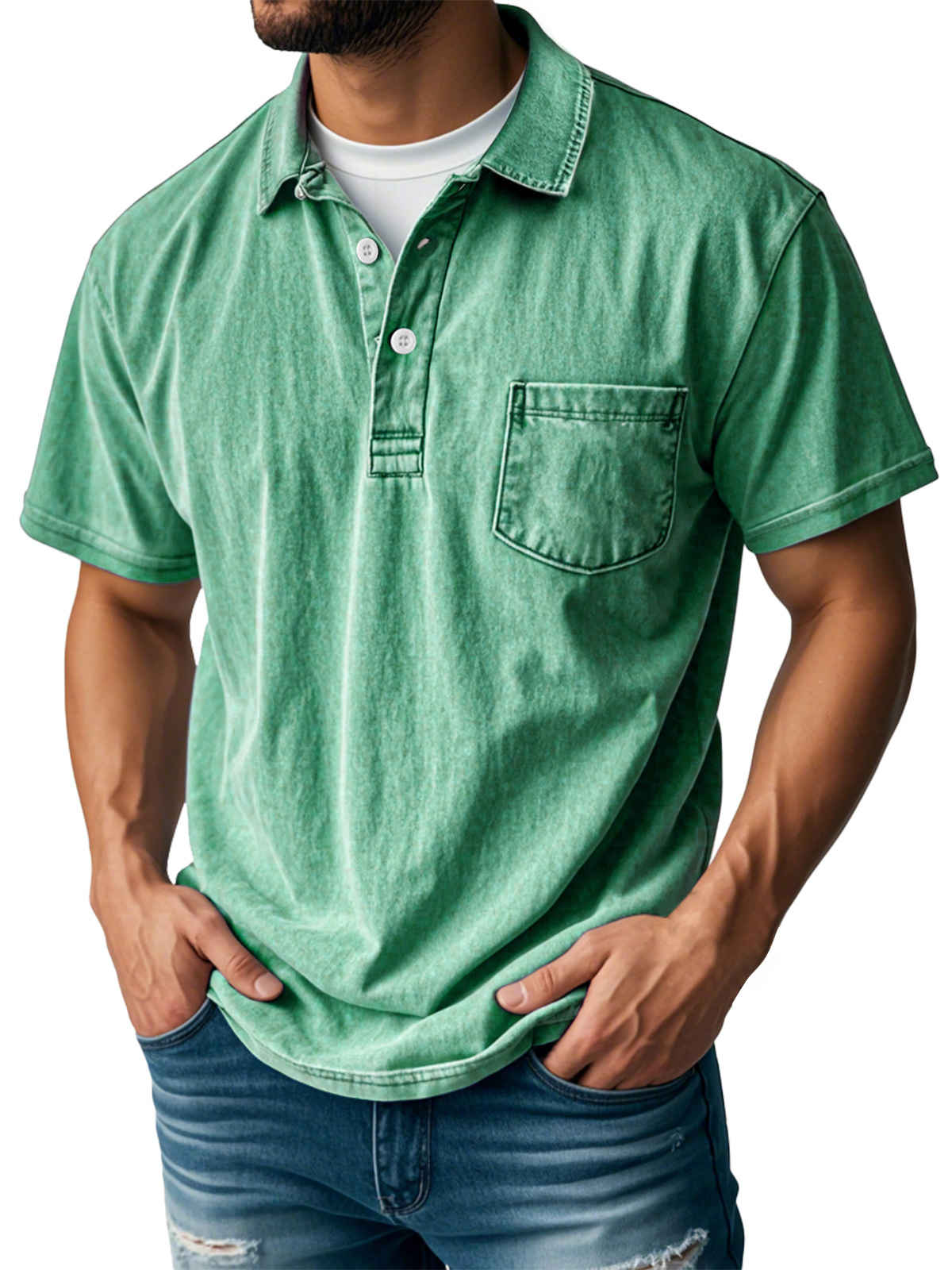 🔥Last Day 89% OFF🔥Men's Retro Lapel Button Pocket Casual Short Sleeve POLO Shirt