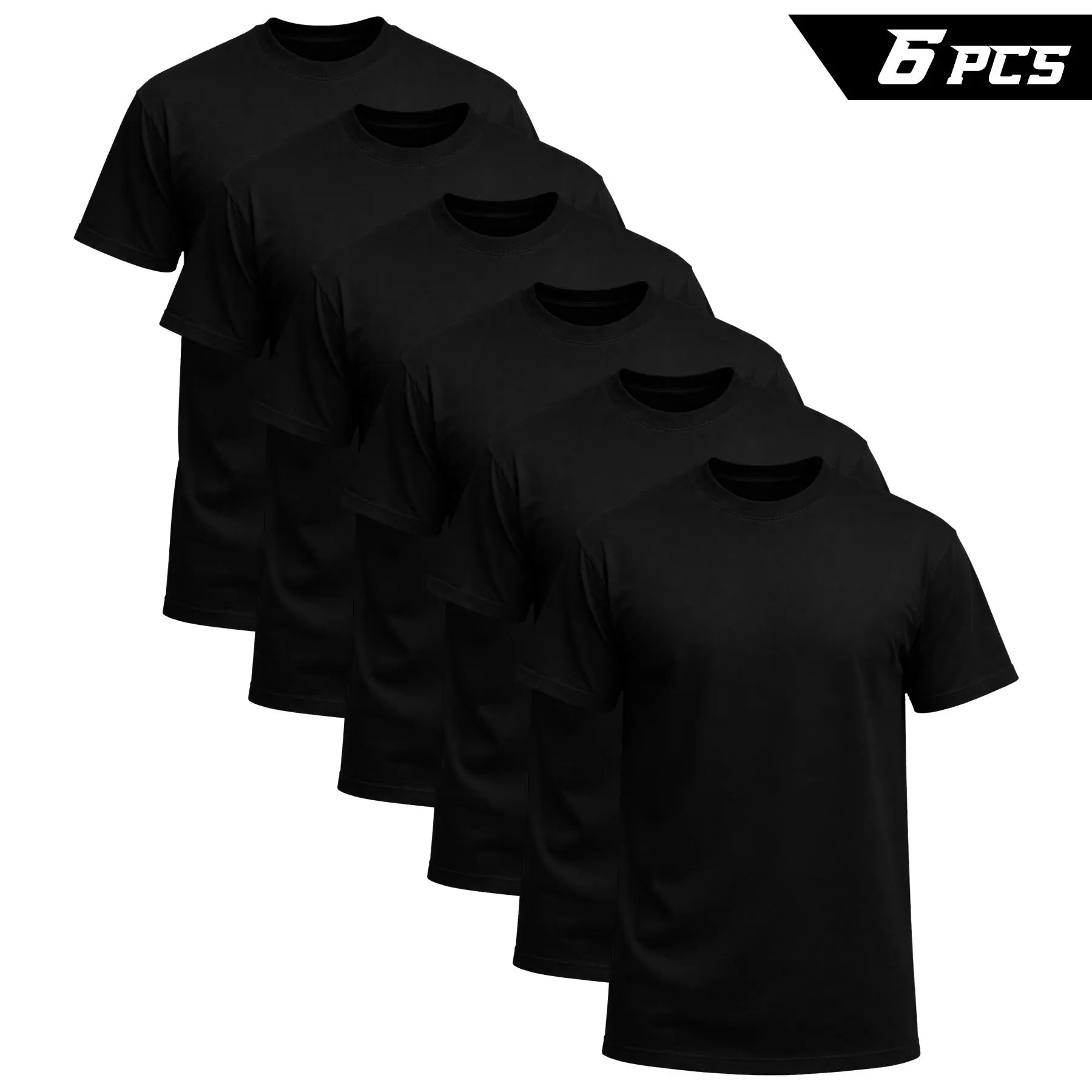 12-Pack $25.9 The more you buy,the lower the price. Stock up! Men's Black Crew Neck T-Shirt,Short Sleeve,Comfort Fit undershirts basic T-shirt Cotton Blend Basic Tee Easy Care Durable  Menswear Top outdoorfun fathersdaygift