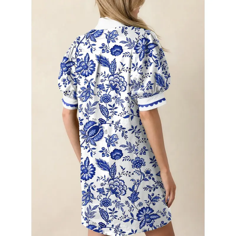 Dokotoo Women's Floral Print V-Neck Mini Dress