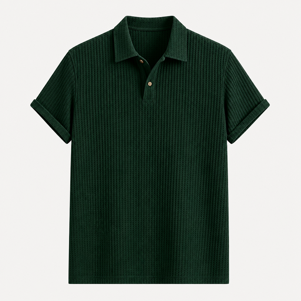 Men waffle textured short sleeve polo front product image