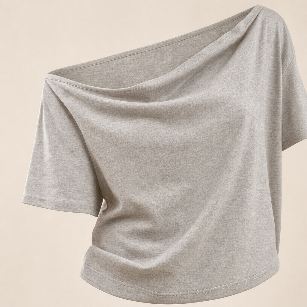 Women off shoulder short sleeve tee neckline sleeve fabric detail gallery image