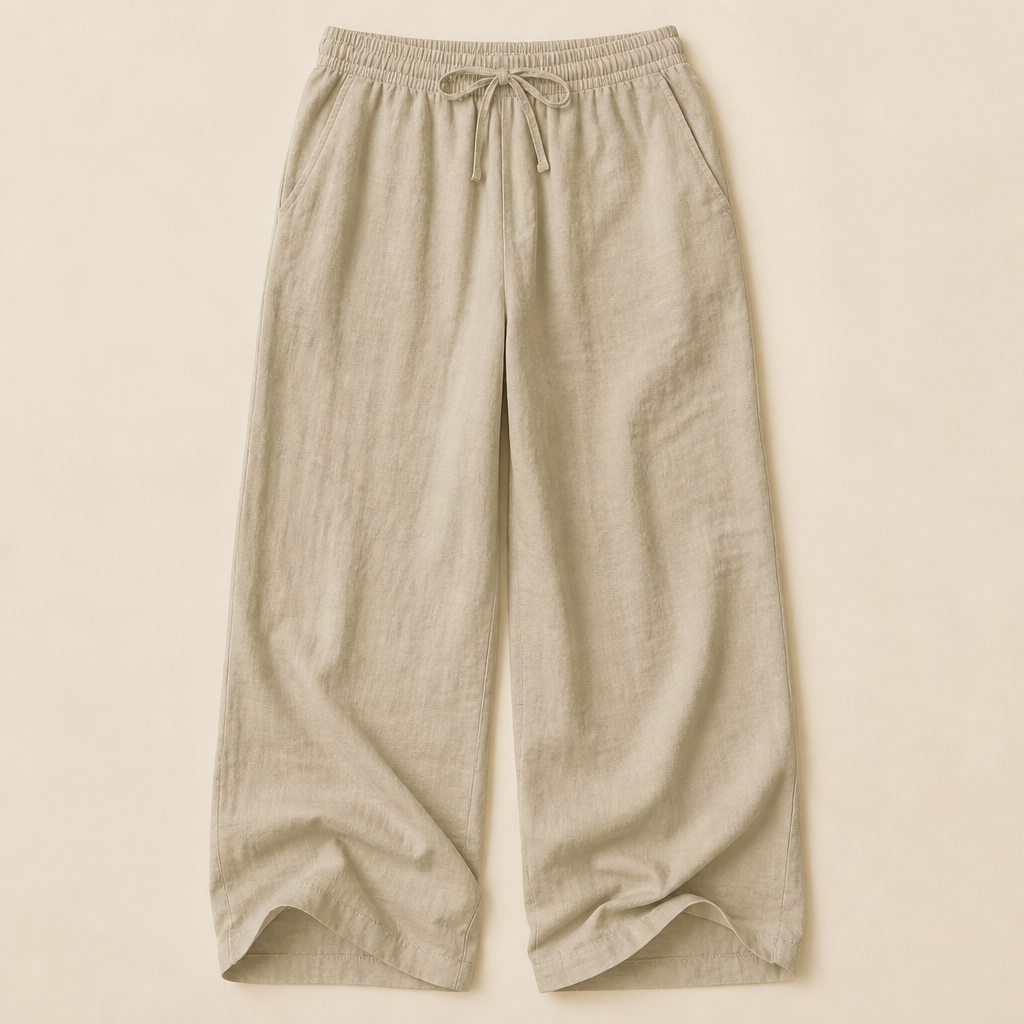 Men linen-blend drawstring wide leg pants product image