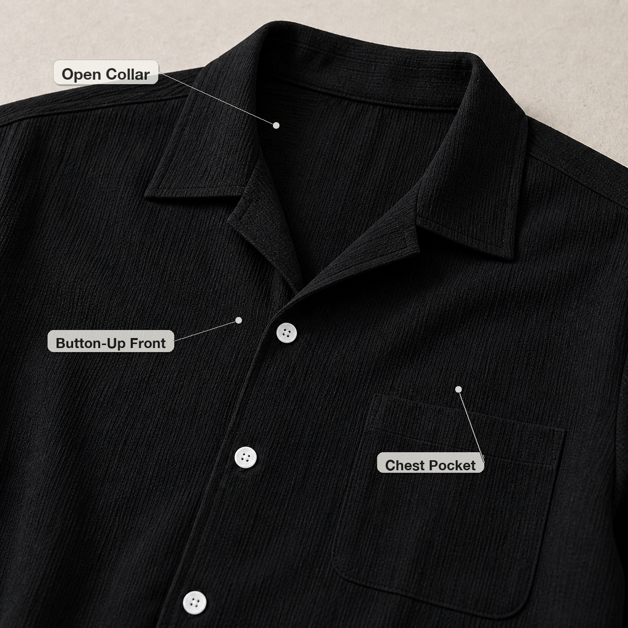 Collar button and pocket detail image