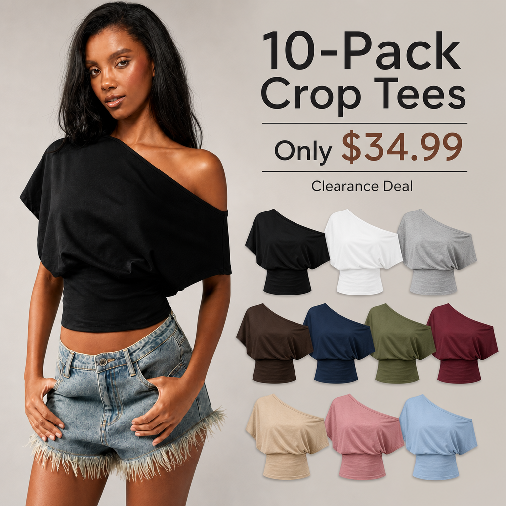 10-Pack Crop Tees Only $34.99 Clearance Deal promotional image
