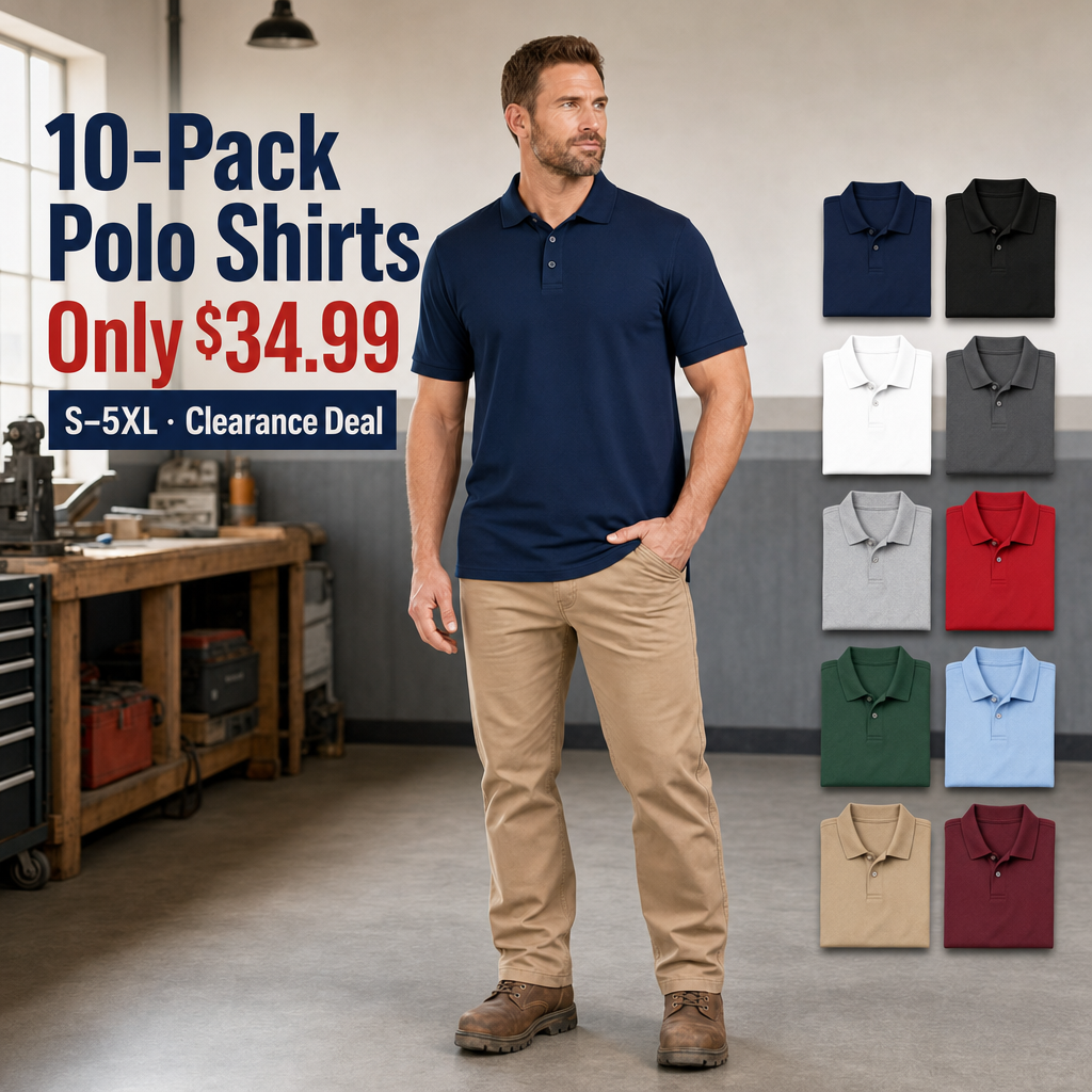 10-Pack Polo Shirts Only $34.99 main promotional image