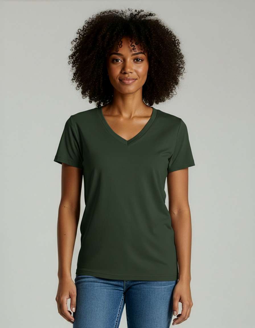 4 Pack: Women's Short-Sleeve V-Neck T-Shirt (Available in Plus Size)