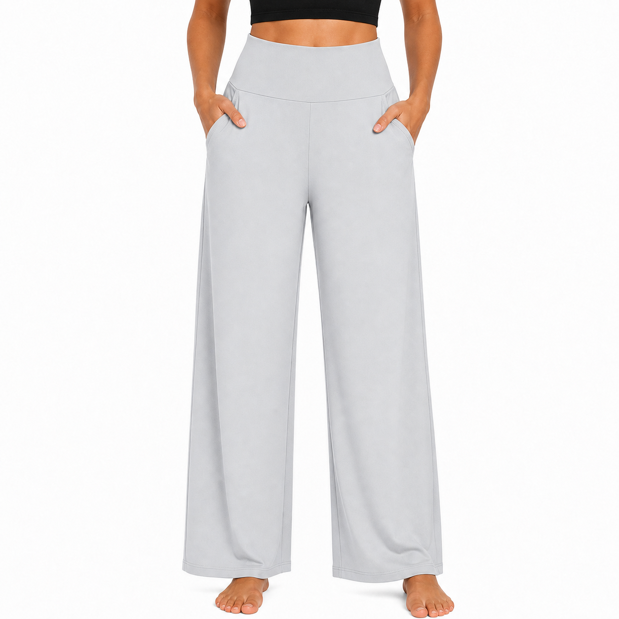 Limited Deal 8-Pack Women's High-Waisted Wide Leg Stretch Pants with Deep Pockets