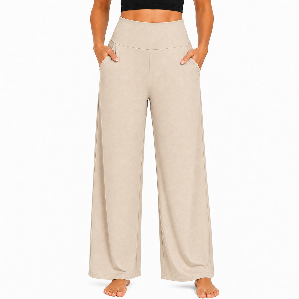 Limited Deal 8-Pack Women's High-Waisted Wide Leg Stretch Pants with Deep Pockets