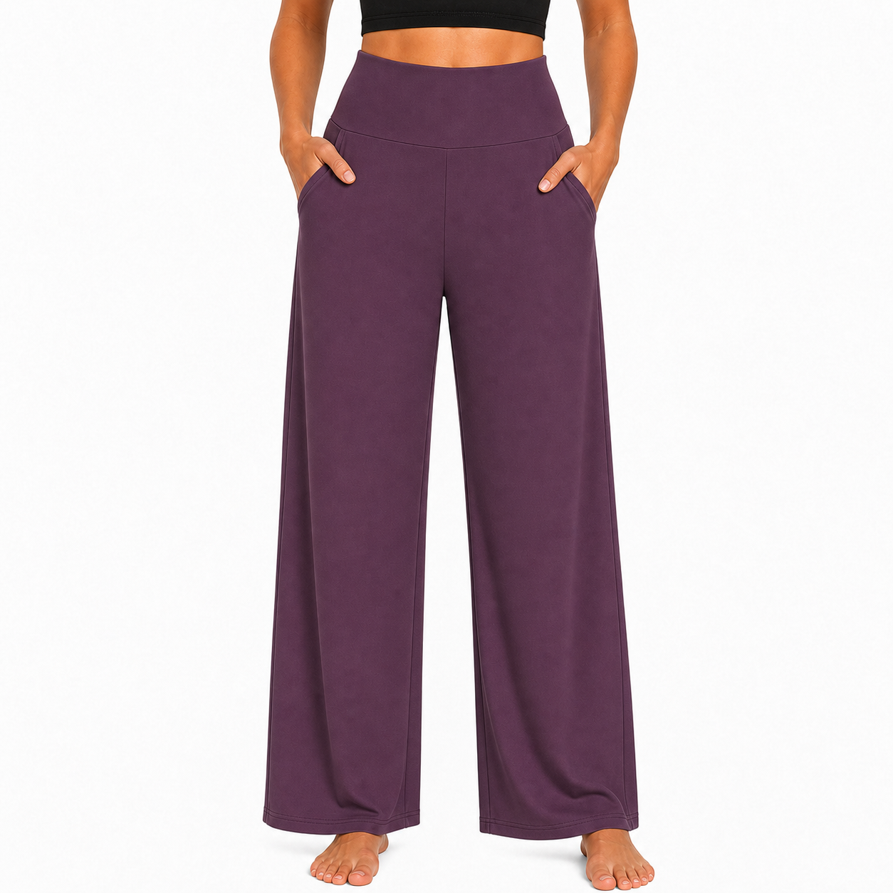 Limited Deal 8-Pack Women's High-Waisted Wide Leg Stretch Pants with Deep Pockets