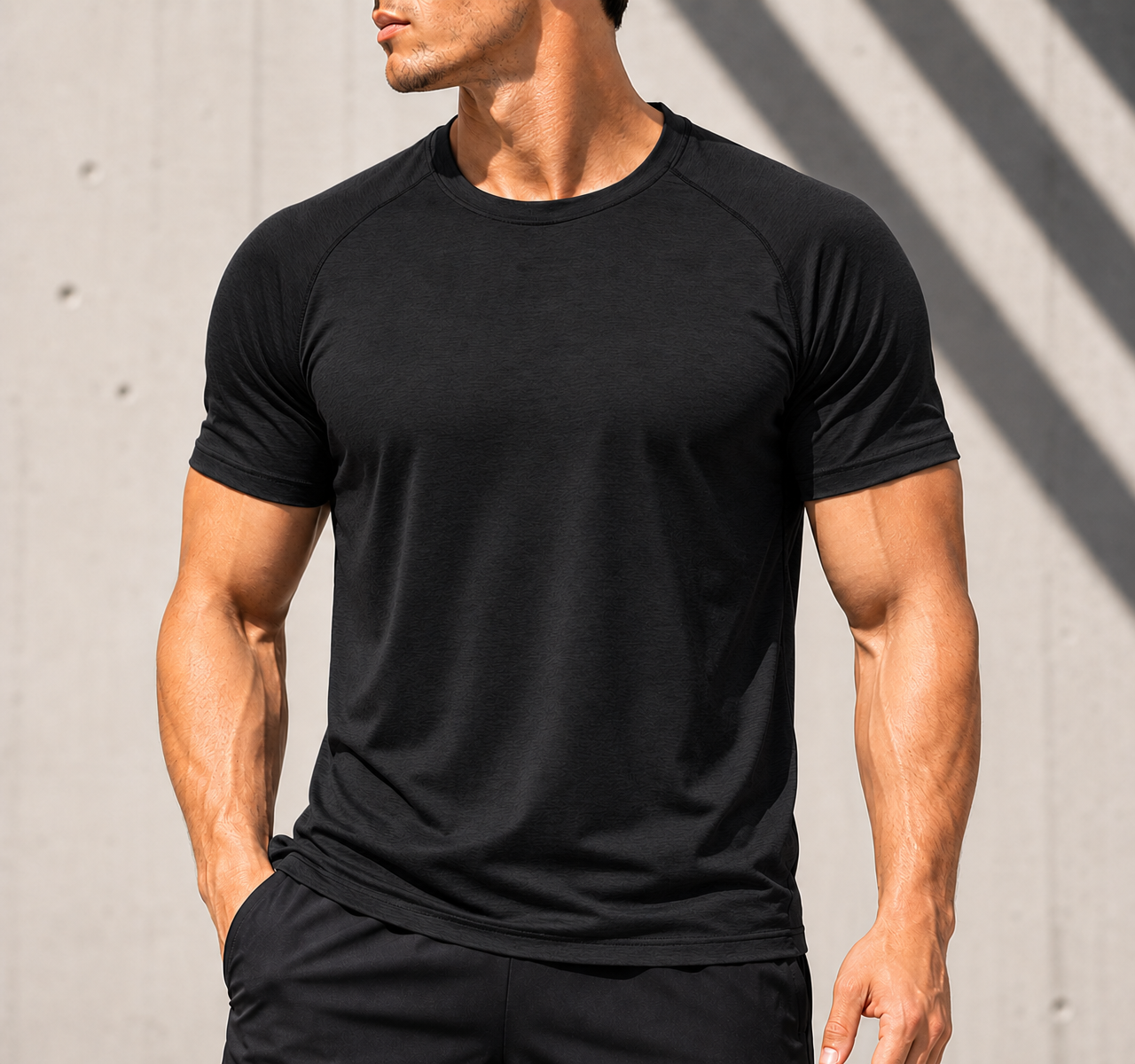 Core Black front view performance tee